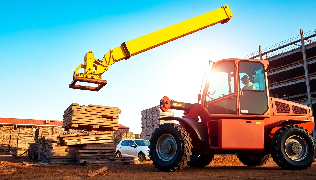 High-quality telehandler rental with operator actively lifting construction materials on site for efficient project completion