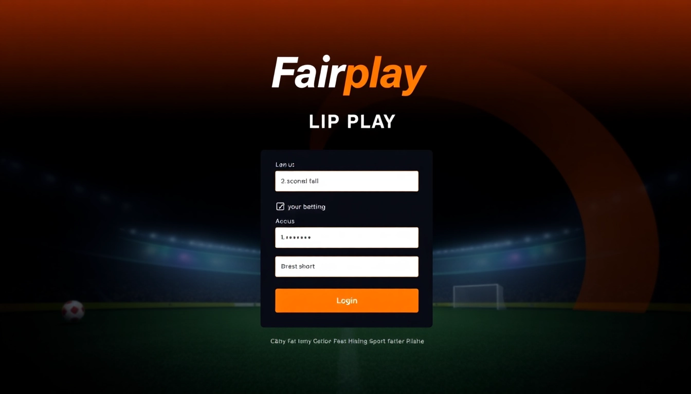 Fairplay login page featuring vibrant orange and black design, showcasing secure sign-in fields and sports betting visuals for user engagement and trust.