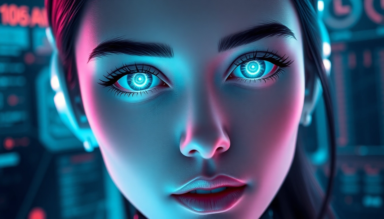 AI girlfriend engaging in realistic unfiltered NSFW chat on a sleek digital interface, emphasizing intimacy and personalization for users.