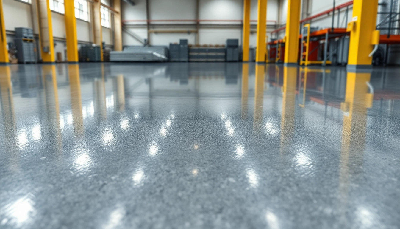 Professional epoxy resin floor installation showcasing durable, glossy epoxy surface in a
